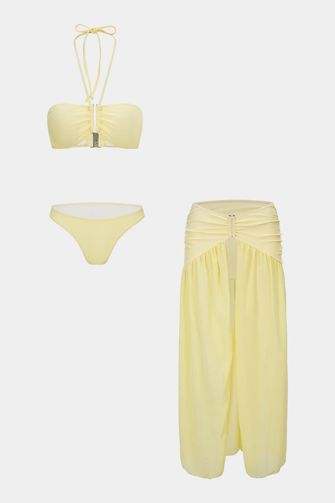Halter Tie-Up Ruched Slit Bikini Set - Image 11