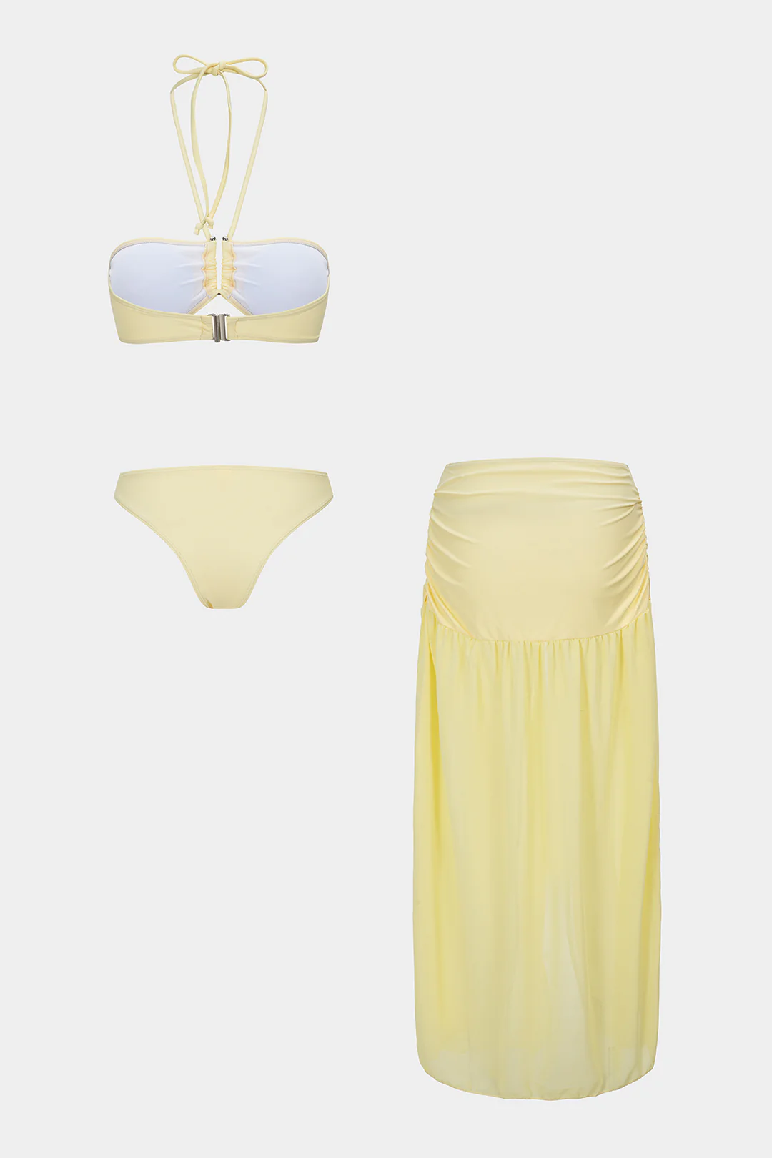 Halter Tie-Up Ruched Slit Bikini Set - Image 12