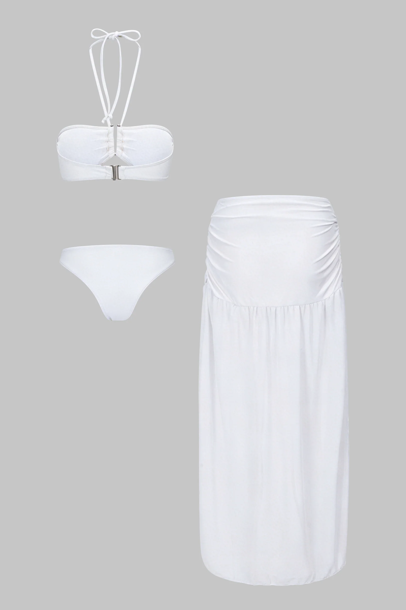 Halter Tie-Up Ruched Slit Bikini Set - Image 7