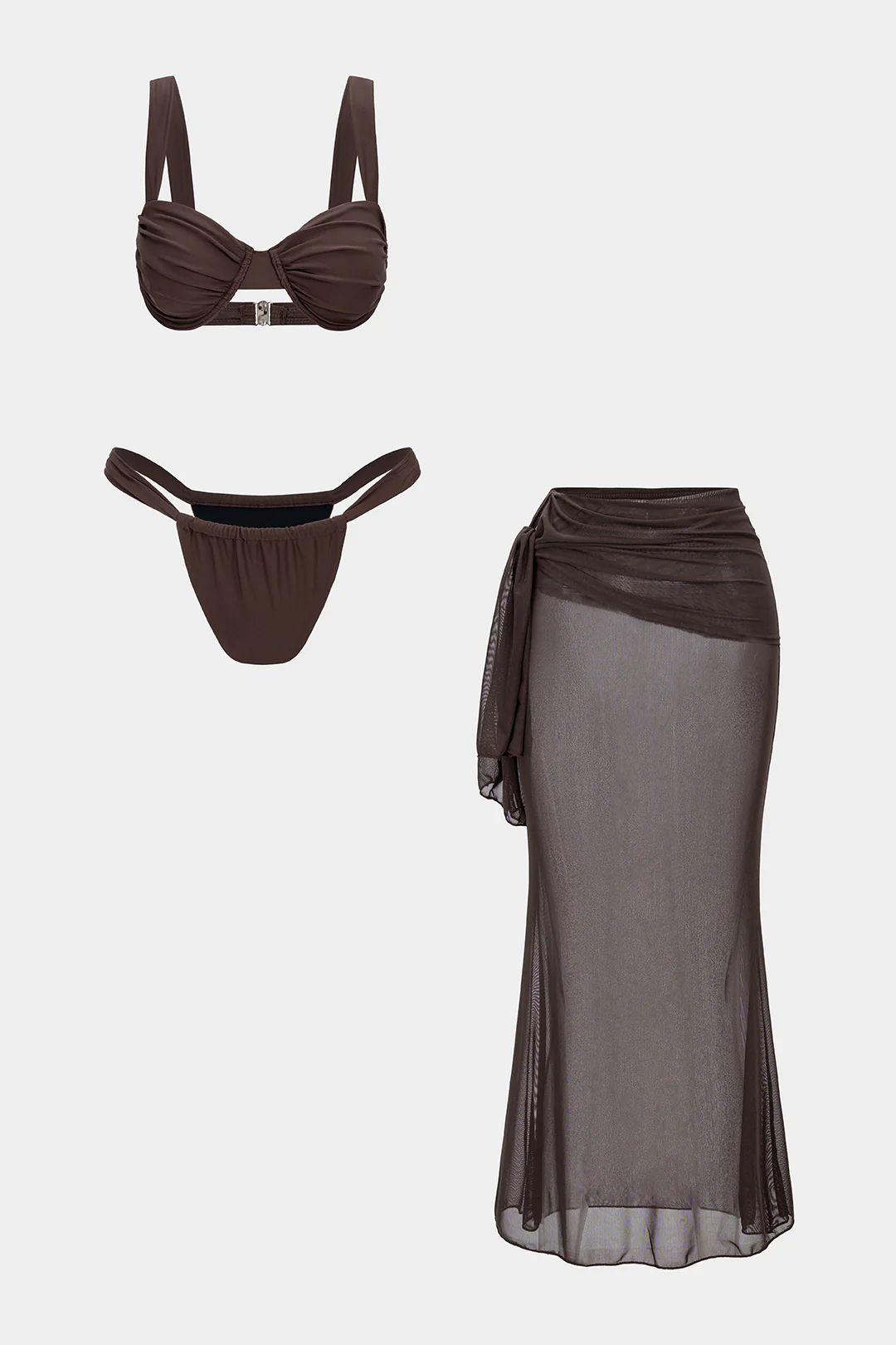 Tie-Up Ruched Bikini Set