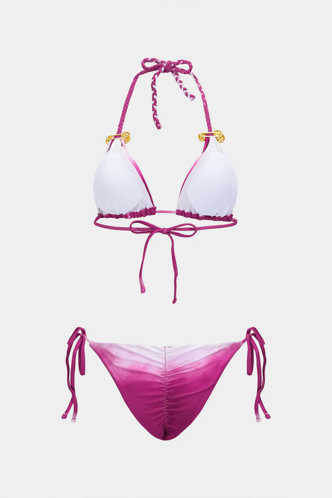 Ombre Print Halter Tie-Up Metallic Bikini Set - Image 2