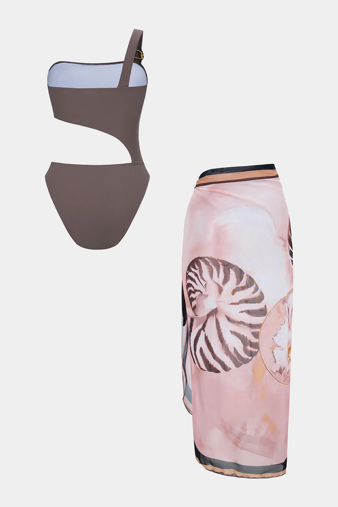 Artistic Print One Shoulder Tie-Up Cut Out Bikini Set - Image 2