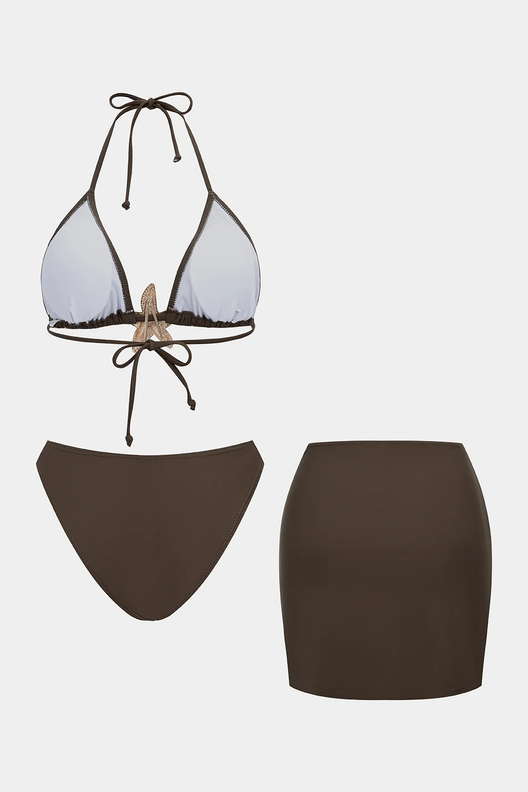 Metallic Cut Out Tie Back Bikini Set - Image 2