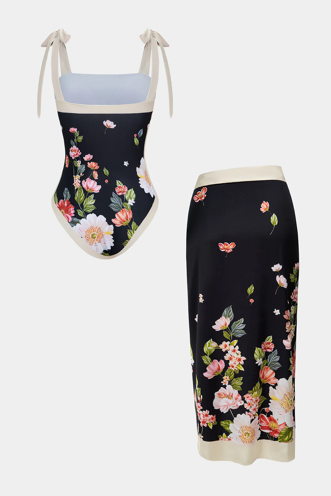 Contrast Floral Print Tie-Up Bikini Set - Image 2