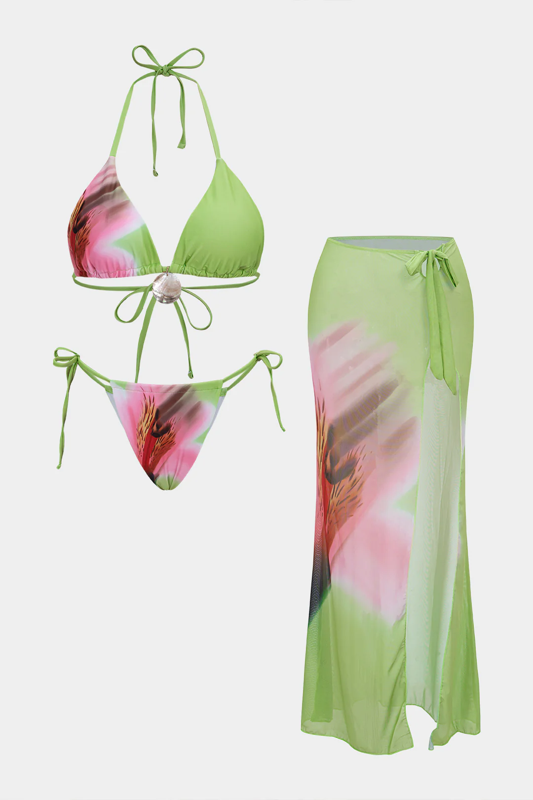 Floral Print Tie-Up Bikini Set