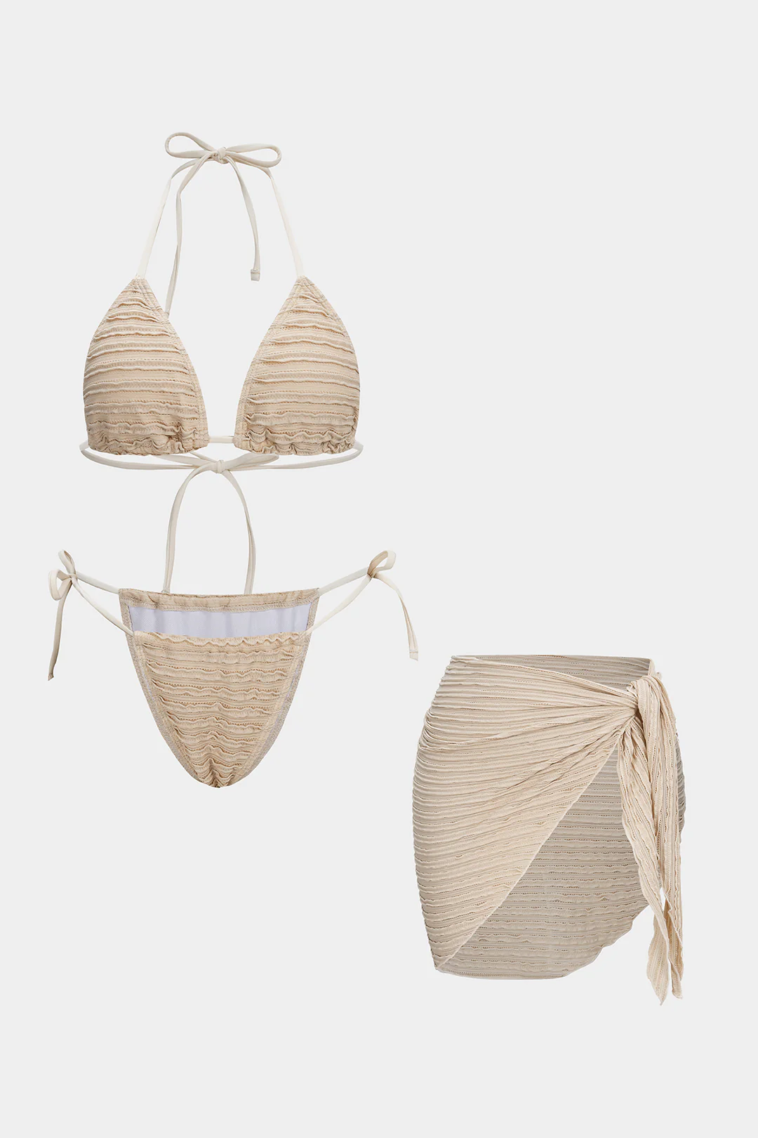 Textured Halter Tie-Up Bikini Set