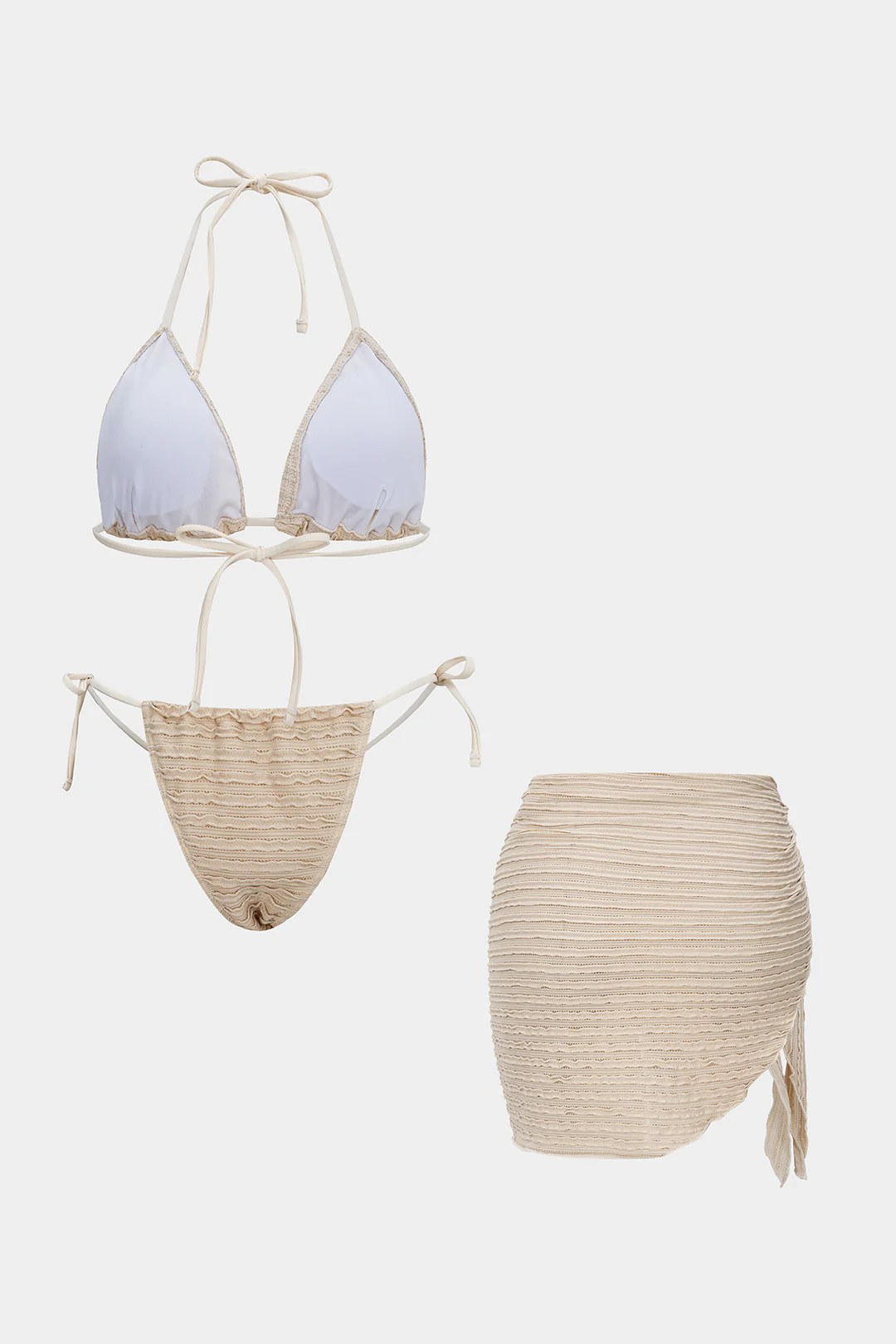 Textured Halter Tie-Up Bikini Set - Image 2
