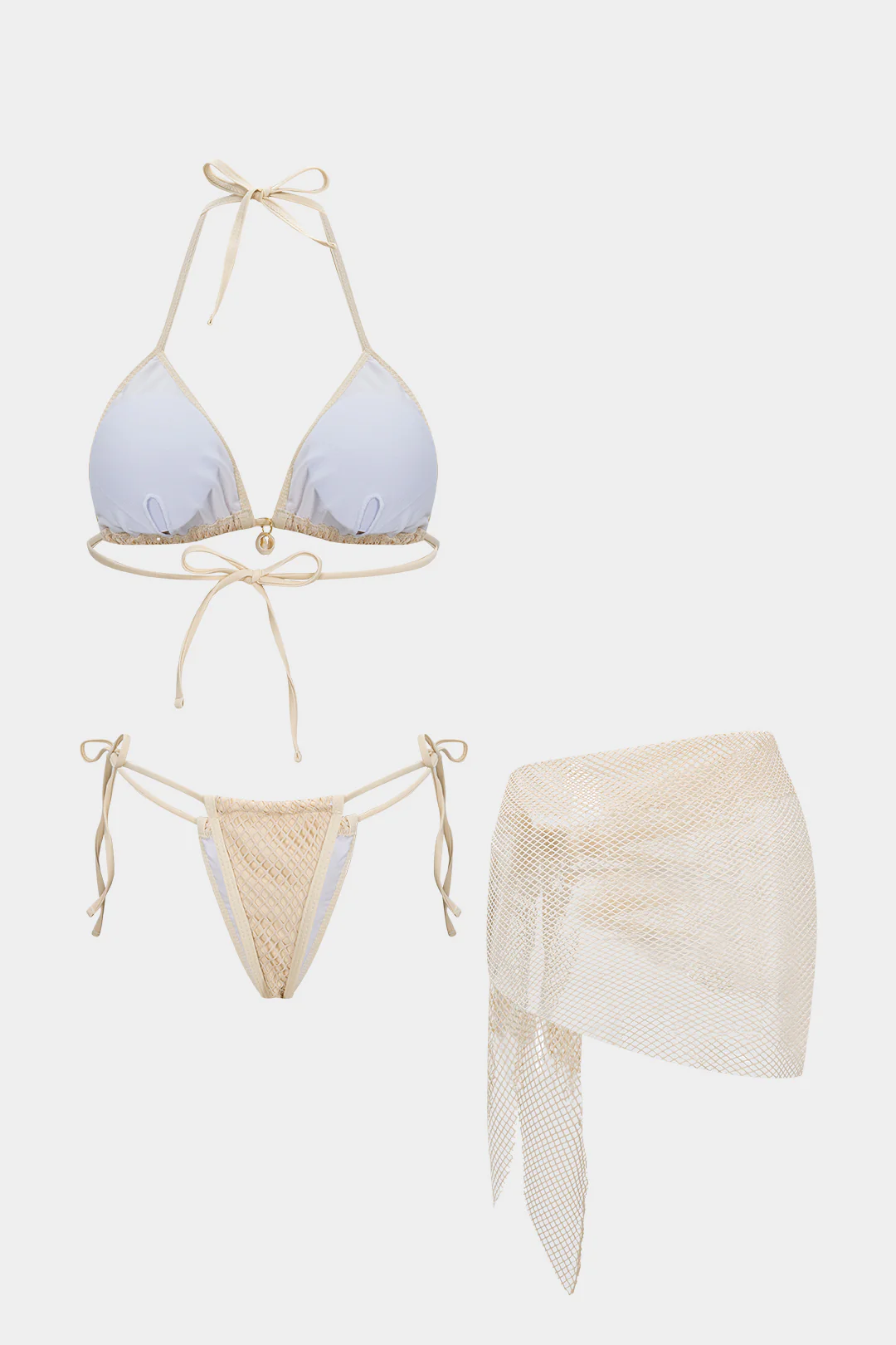 Halter Neck Tie-Up Cut Out Skirt Bikini Set - Image 3