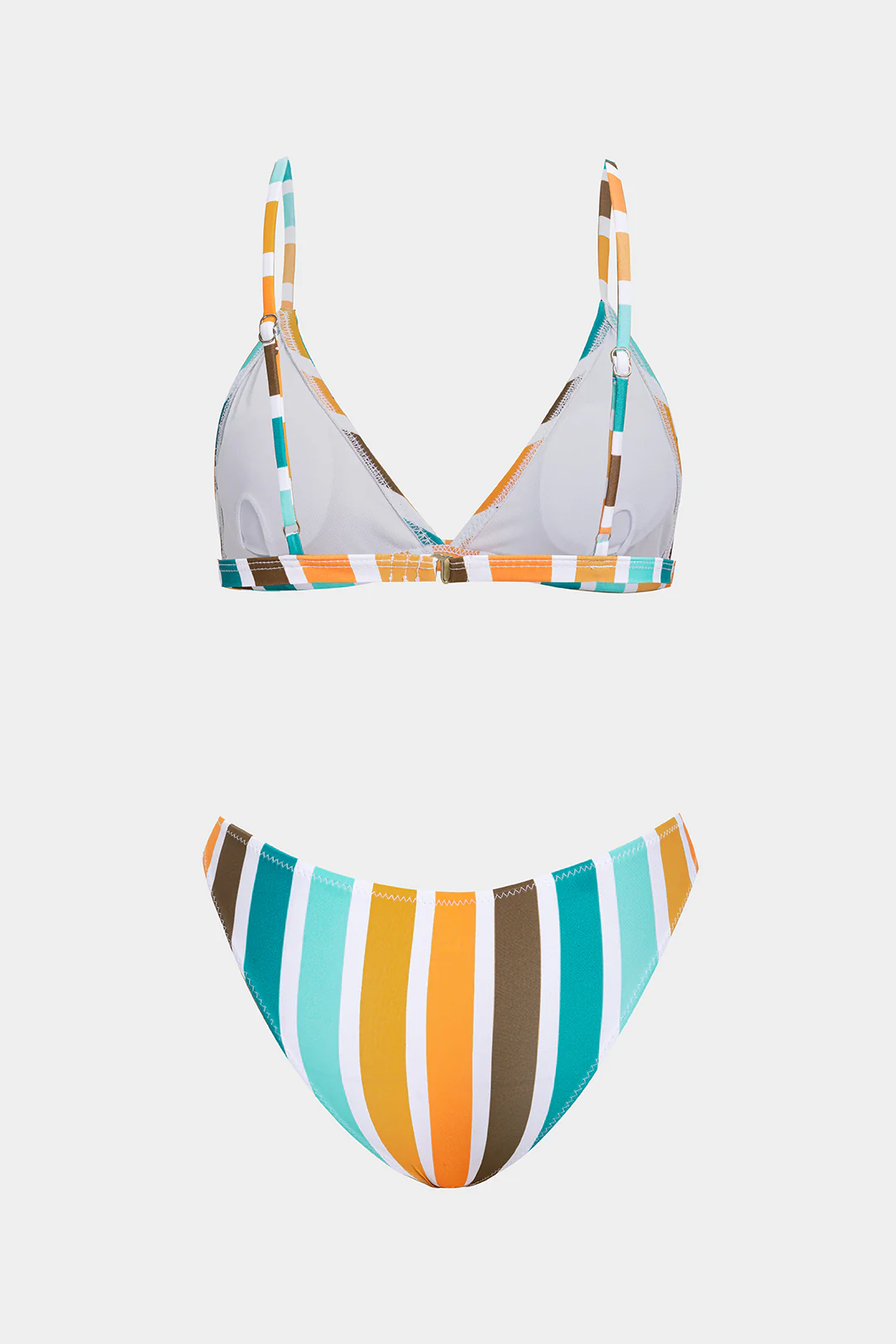 Stripes Print Backless Bikini Set - Image 2