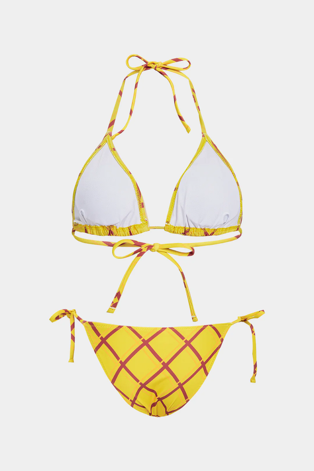 Plaid Print Halter Neck Tie-Up Bikini Set - Image 2
