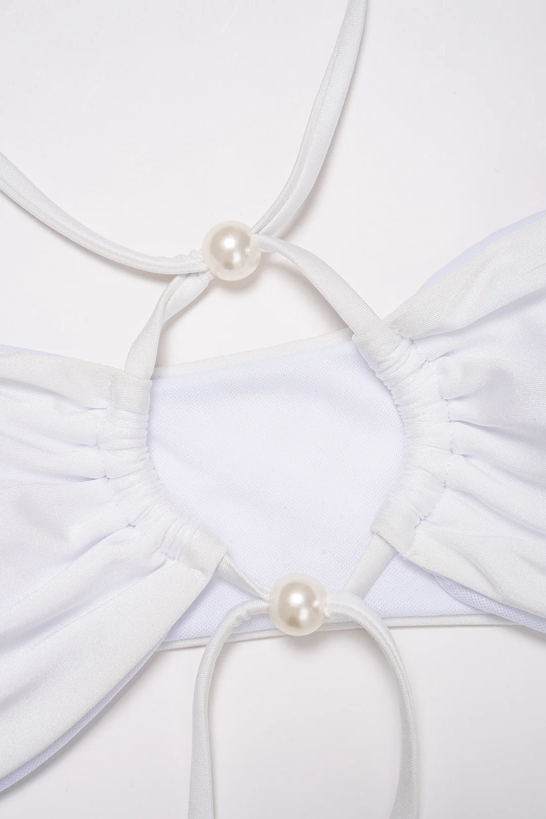 Halter Tie-Up Cut Out Pearl Decor Bikini Set - Image 4