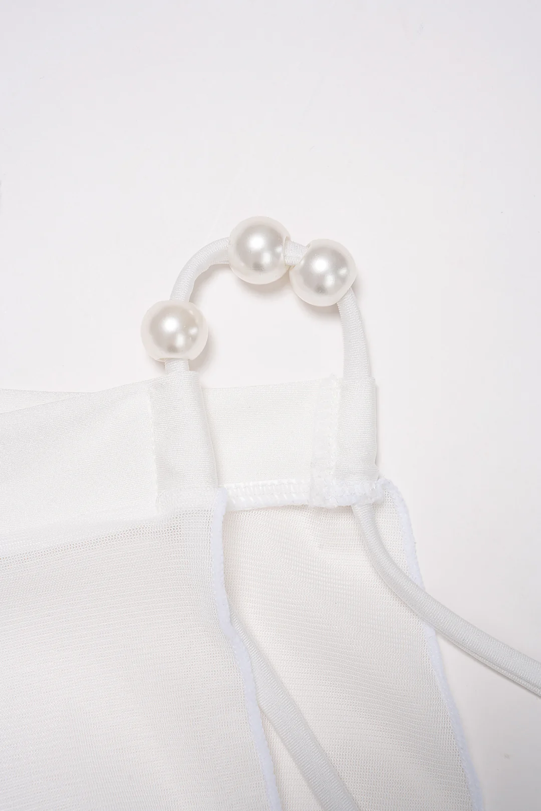 Halter Tie-Up Cut Out Pearl Decor Bikini Set - Image 5