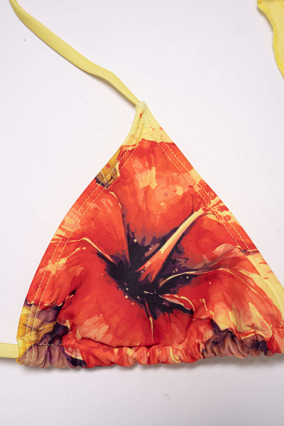 Floral Print Mesh Patchwork Halter Tie-Up Bikini Set - Image 5