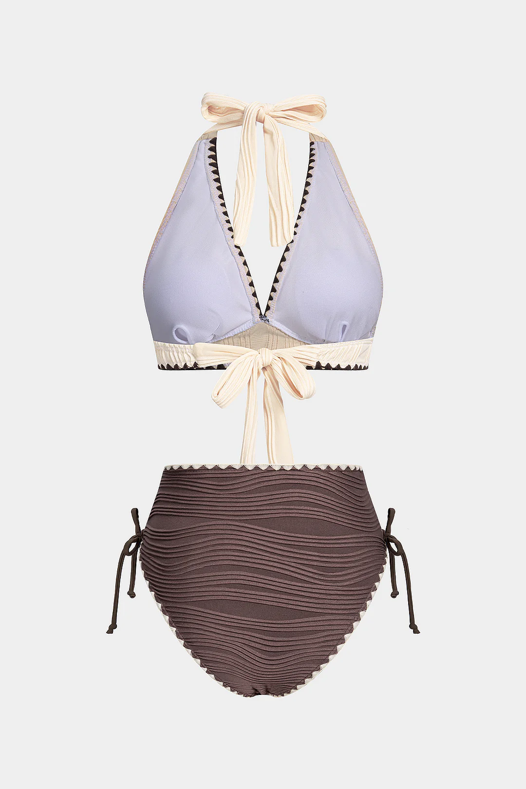 Contrast Halter Tie-Up Bikini Set - Image 2