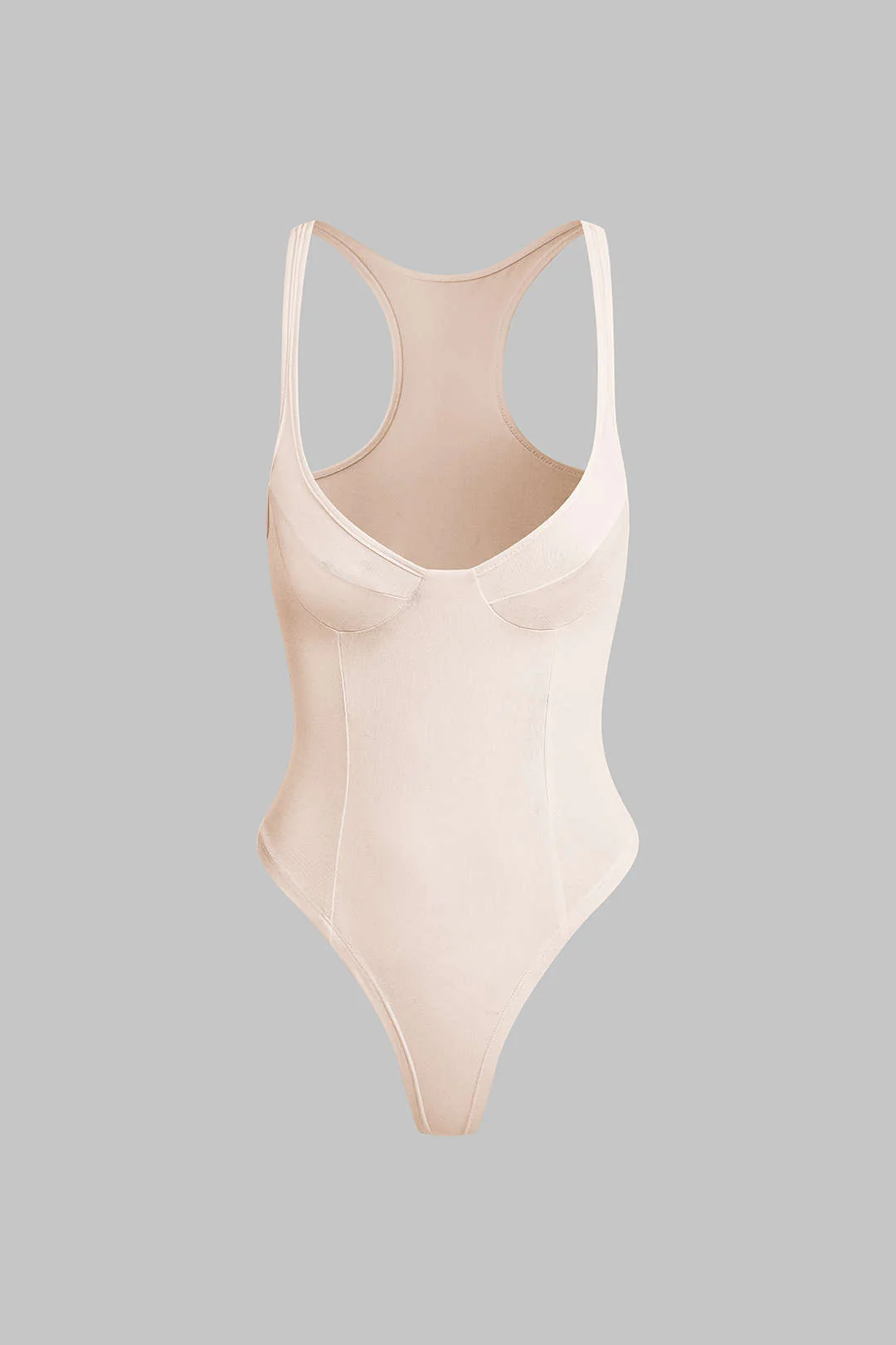 Basic Solid Deep-V Neck Bustier Bodysuit - Image 14