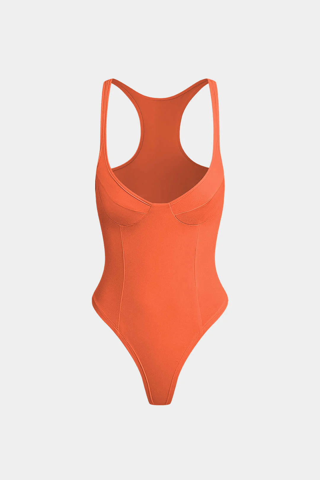 Basic Solid Deep-V Neck Bustier Bodysuit - Image 19