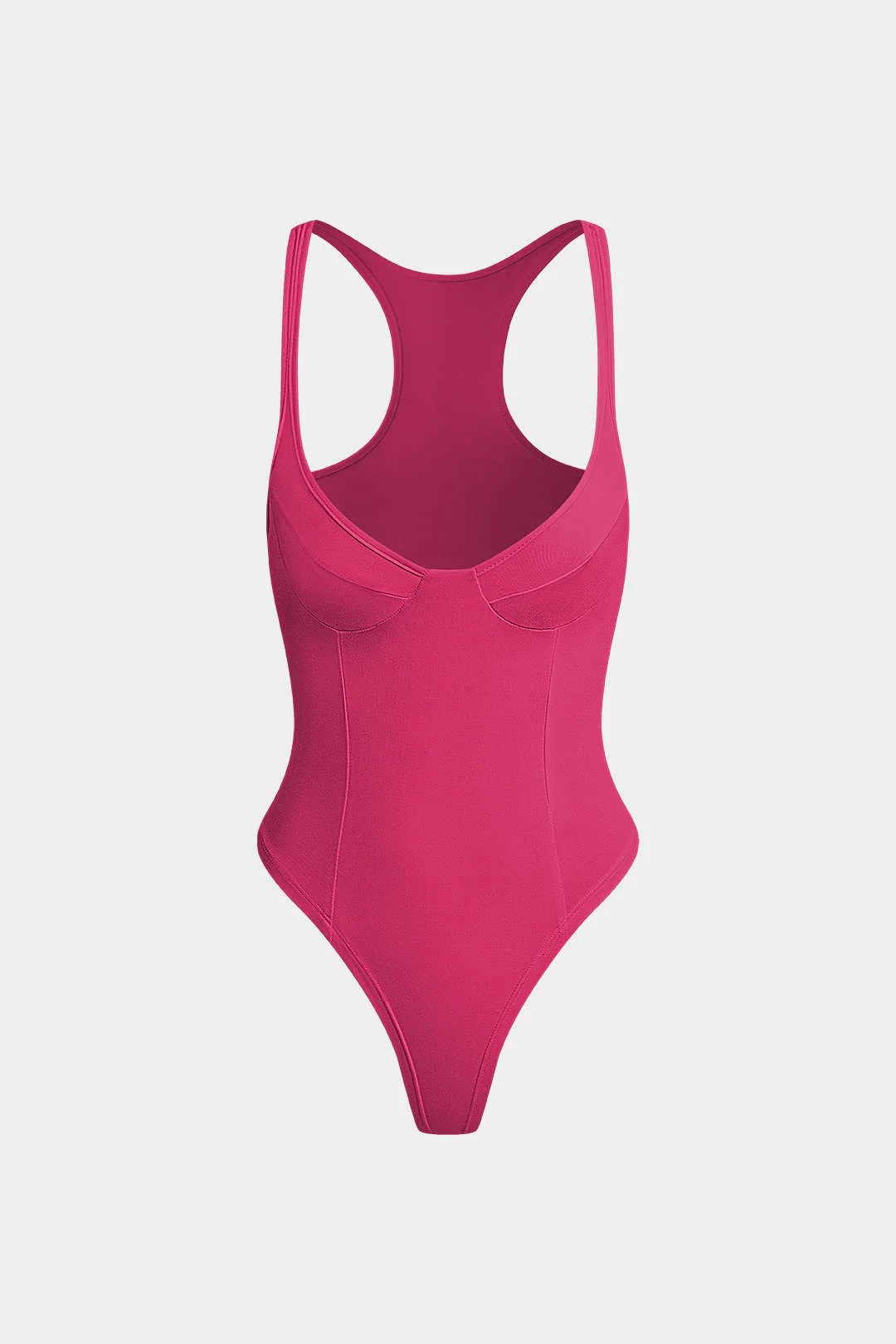 Basic Solid Deep-V Neck Bustier Bodysuit - Image 22