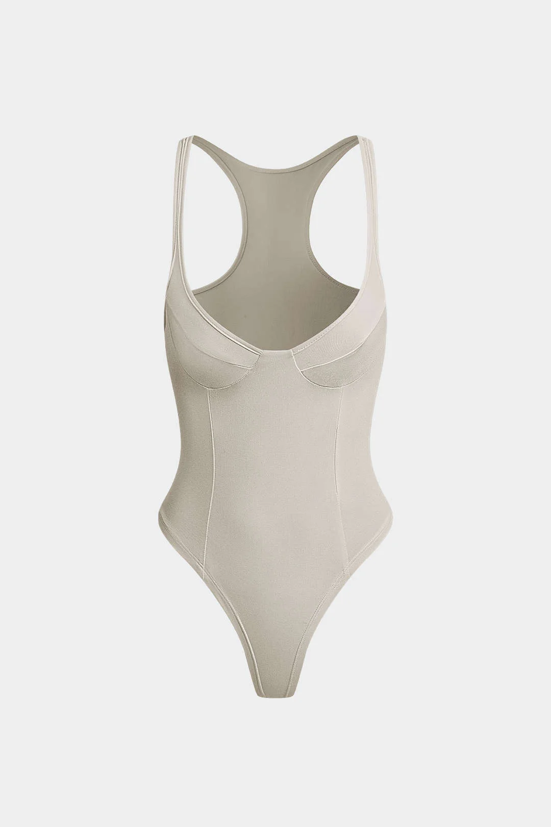 Basic Solid Deep-V Neck Bustier Bodysuit - Image 28
