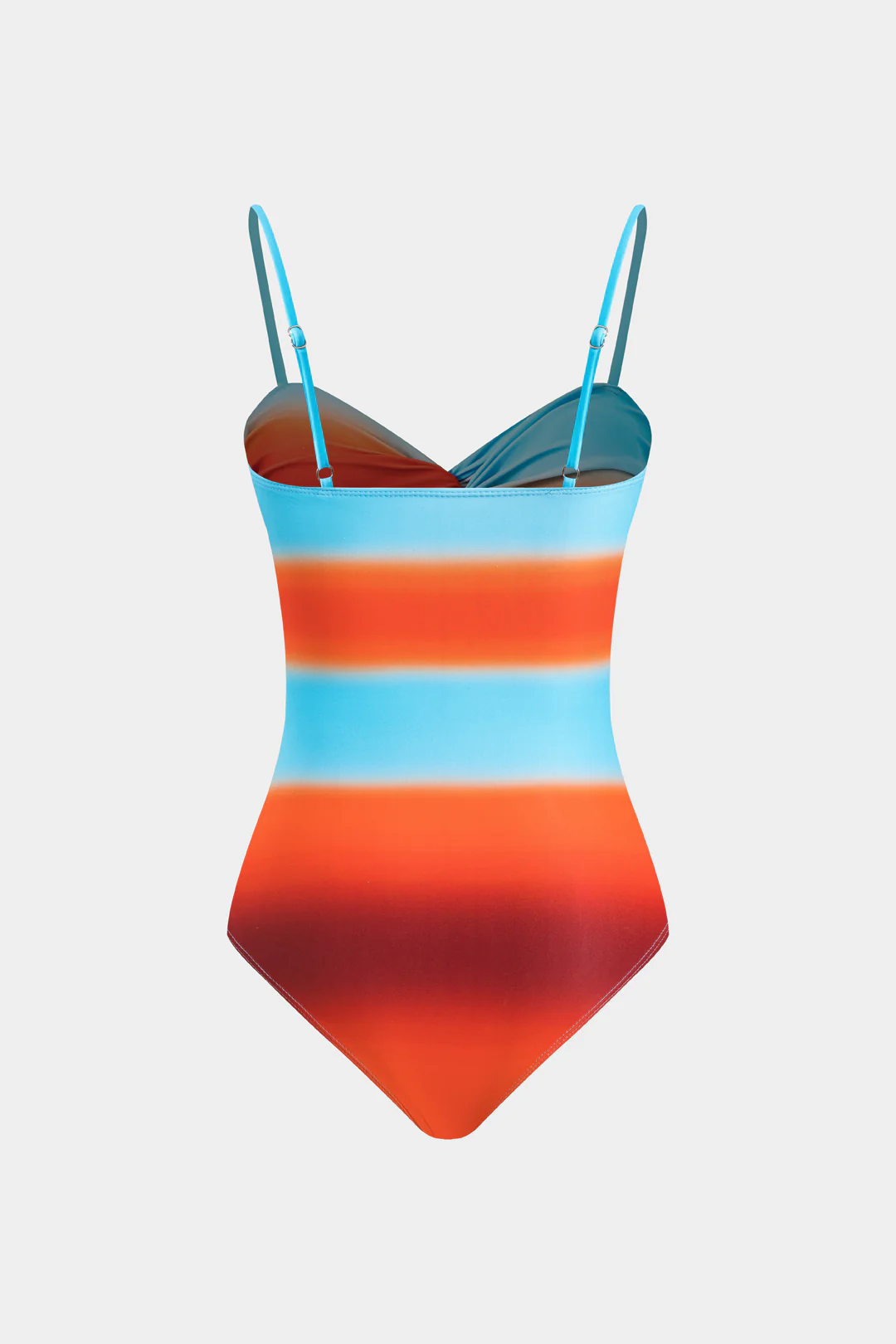 Ombre Print Cut Out Ruched Twist Knot Tummy Control One-Piece Swimsuit - Image 3