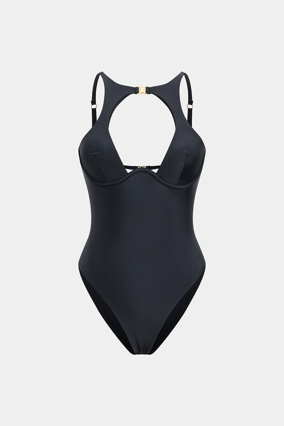 Solid Cut Out Buckle Backless Swimsuit - Image 6