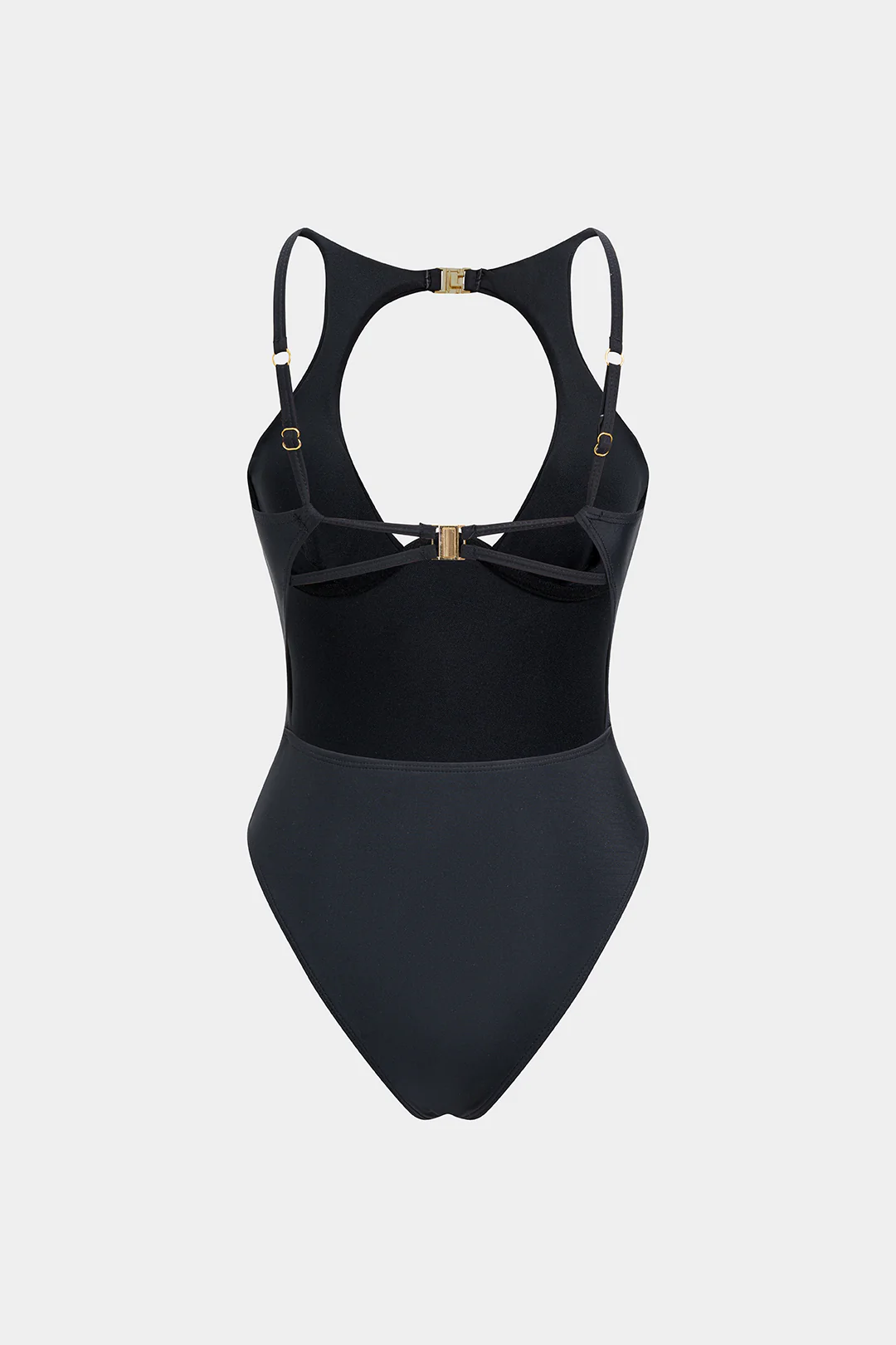 Solid Cut Out Buckle Backless Swimsuit - Image 7