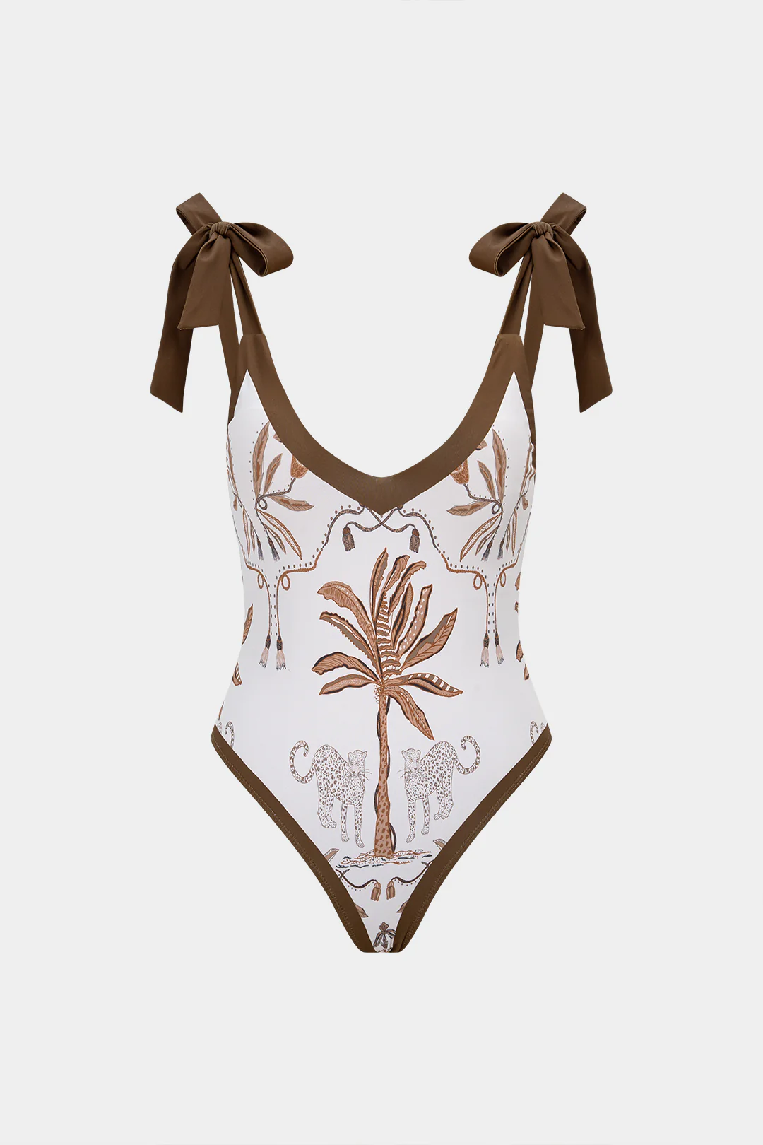 Artistic Print V-Neck Strappy Bikini Top