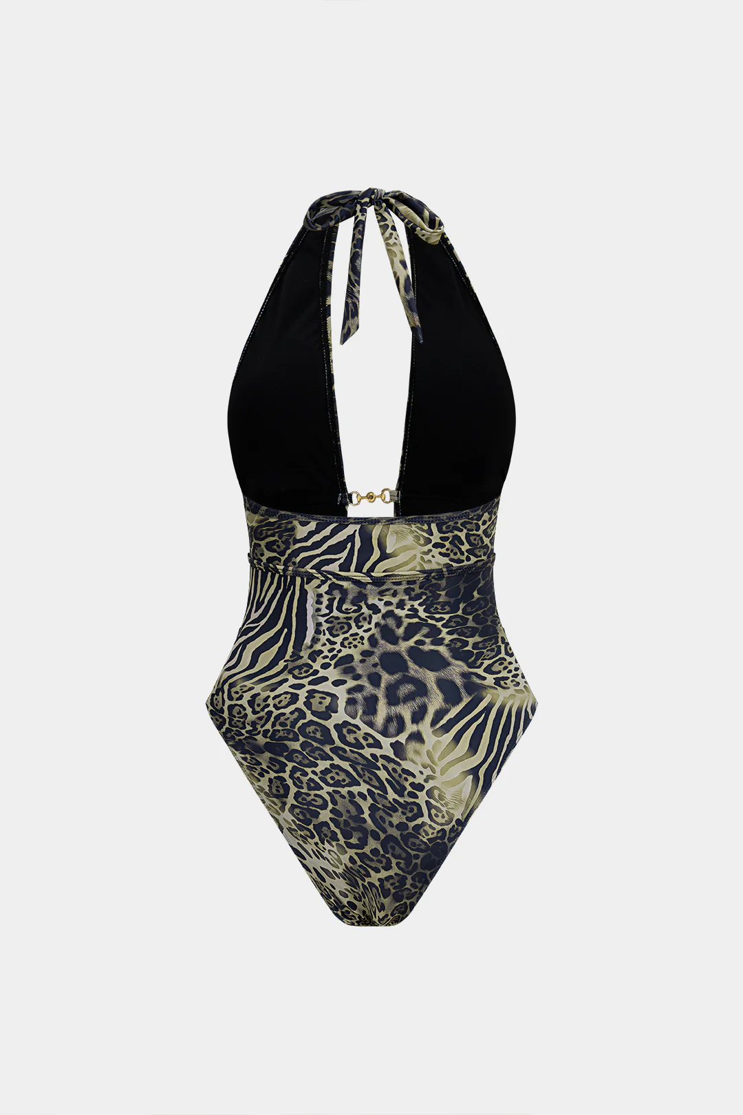 Tiger Print Tie Back Metallic Cut Out Swimsuit - Image 2