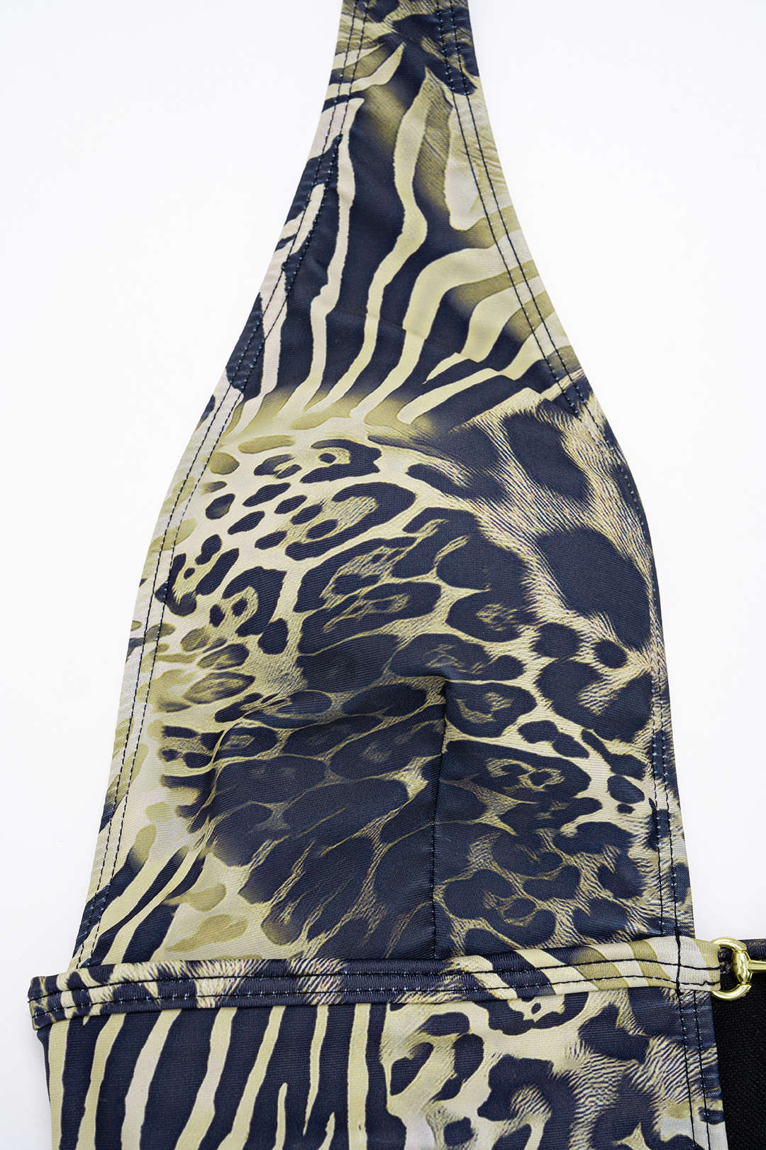 Tiger Print Tie Back Metallic Cut Out Swimsuit - Image 4