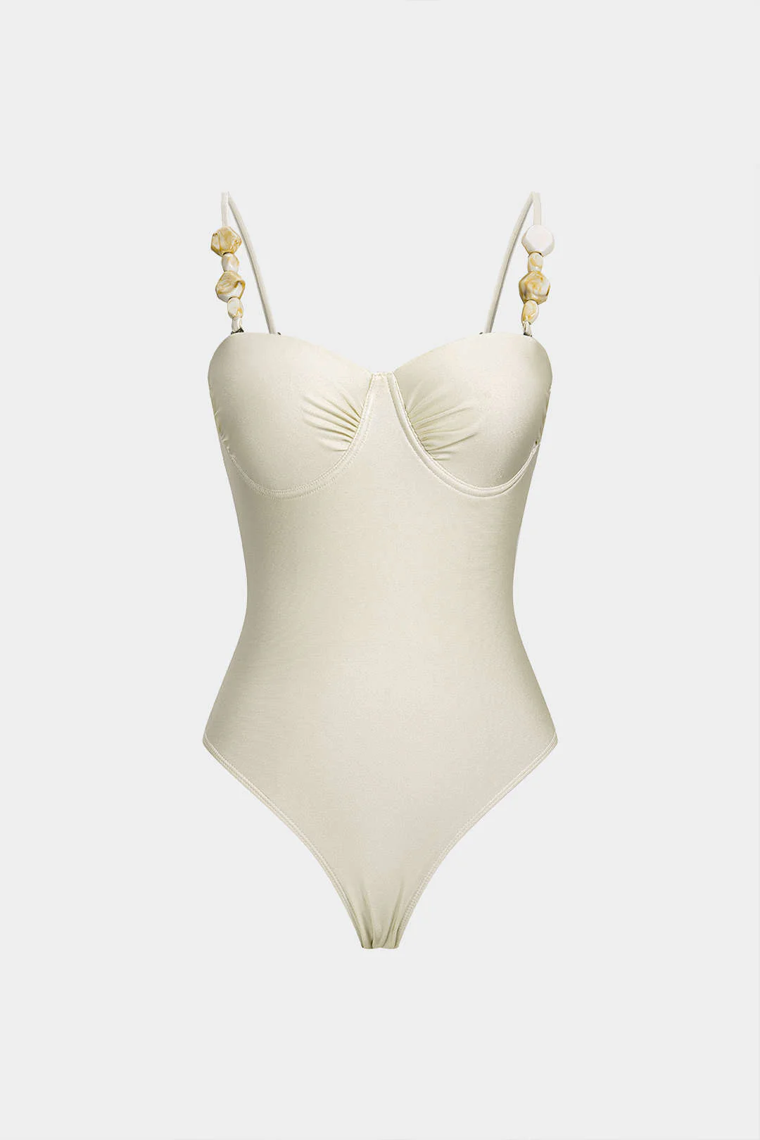 Ruched Beaded Backless Swimsuit