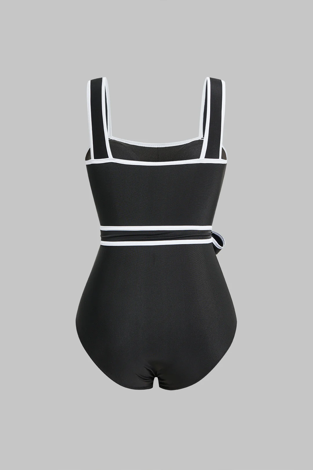 Contrast Binding Tie Front Swimsuit - Image 2