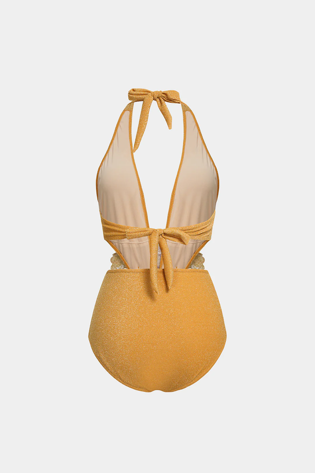 3D Flower Halter Deep V-Neck Bikini Swimsuit - Image 2