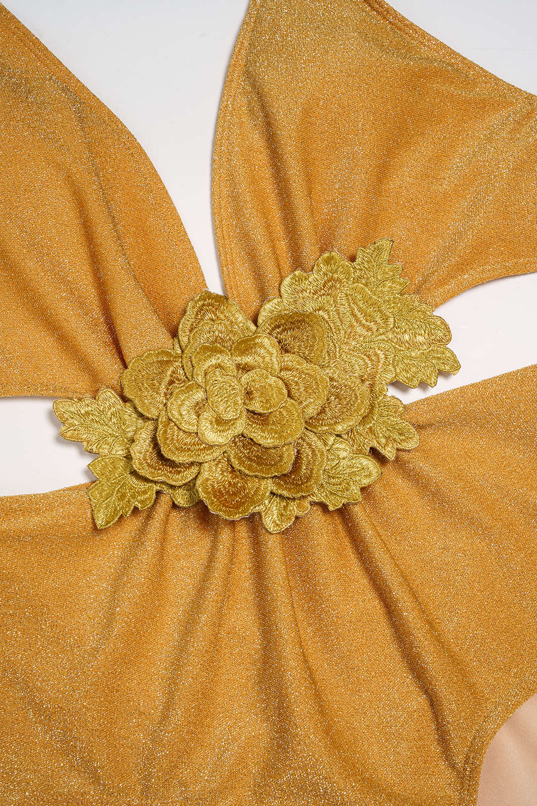 3D Flower Halter Deep V-Neck Bikini Swimsuit - Image 3